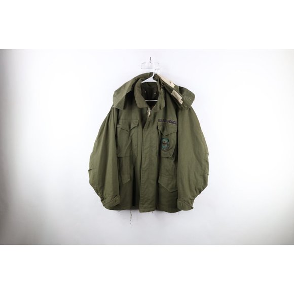 Vtg 50s Korean War Mens Medium Air Force Hooded M-1951 Field Jacket USA Green